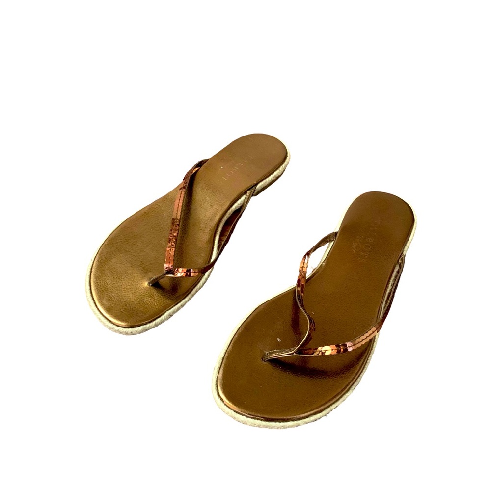 Talbots Copper Tone Metallic Thong Flip Flops Women Size 6.5 Sandals